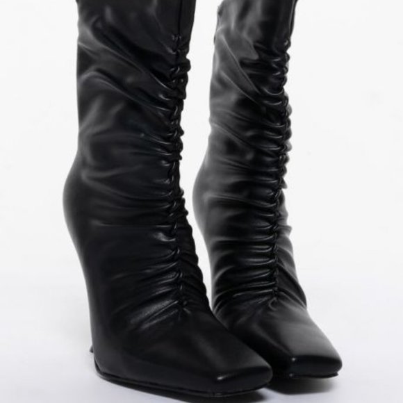 Xena Ruched: Square Toe Stiletto Heel Azalea Wang Bootie.7.5 - Picture 3 of 6